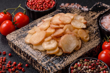 Food, dried squid in shavings or chopped as snacks or jerky. Snack dried squid for beer