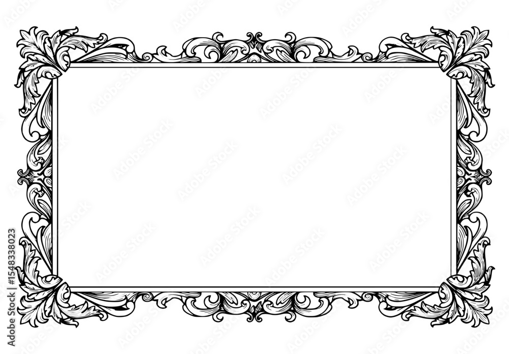 Poster outline frame for typography design on transparent background, isolated vector image