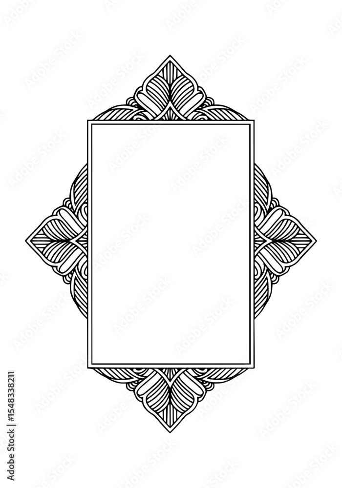 Poster elegant outline frame with geometric elements for typography design on transparent background, isola