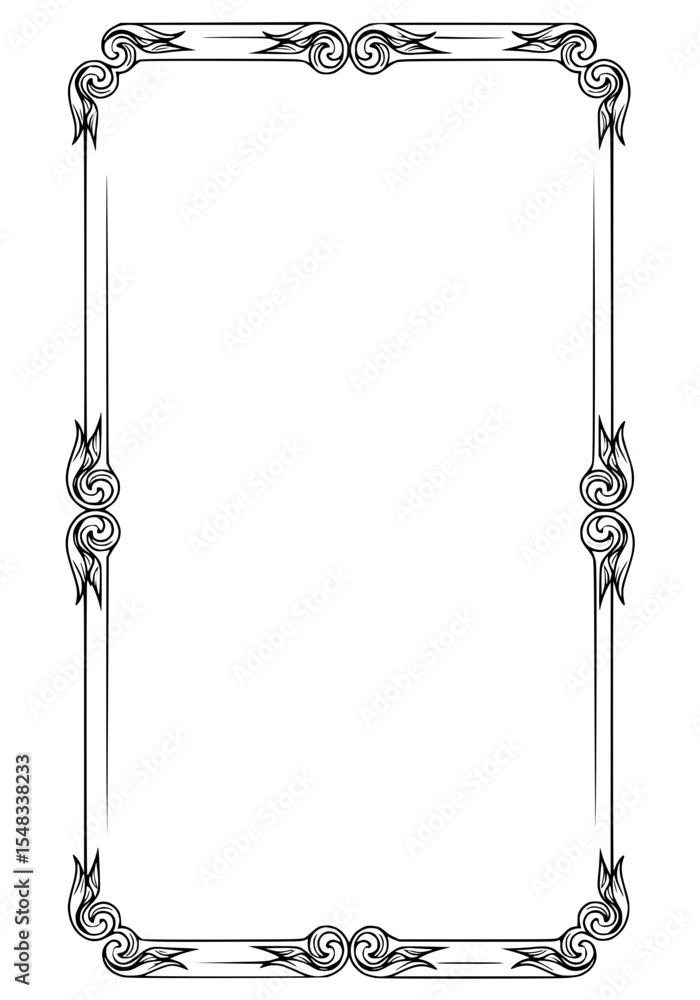 Poster elegant vertical outline frame for typography design on transparent background, isolated vector imag