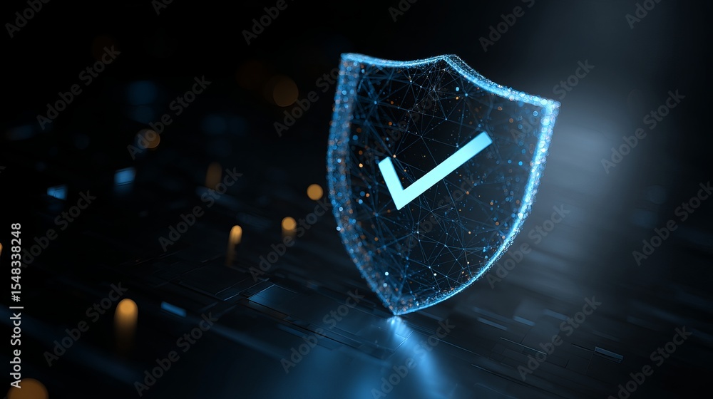 Poster digital shield protection approved security network safety cyber data privacy technology concept fut