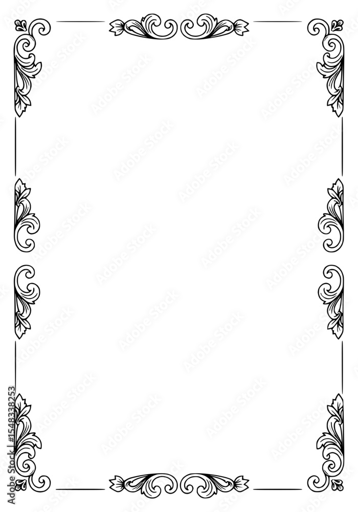 Aufkleber elegant outline frame with lines and swirls for typography design on transparent background, isolate