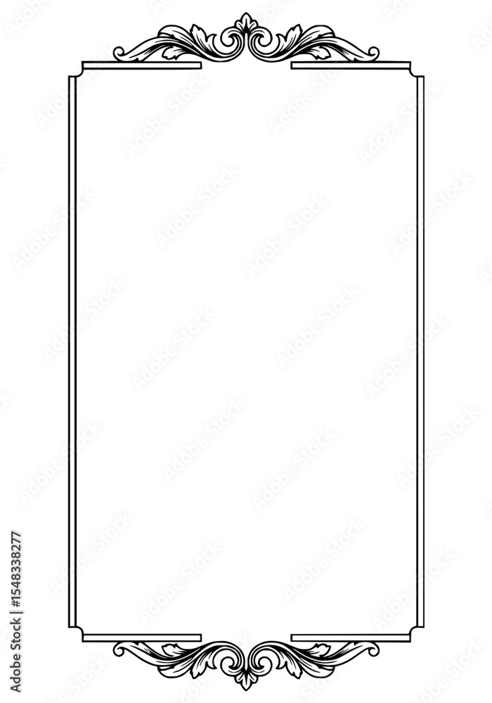 Poster elegant outline frame for typography design on transparent background, isolated vector image
