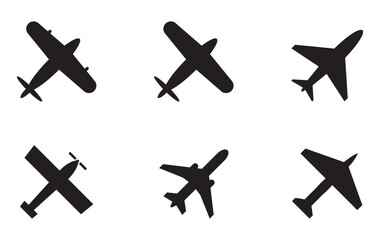 Set airplane icon. Aircrafts flat style - stock vector.