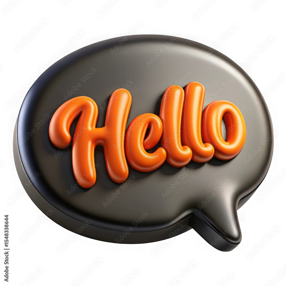 Poster hello message in speech bubble on transparent background