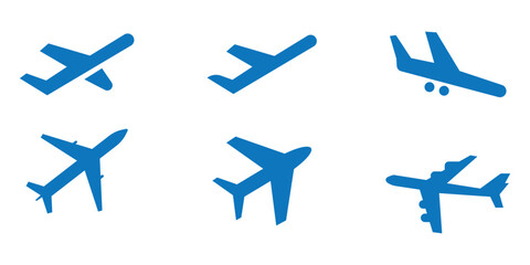Plane icon set. Flight transport symbol. Airplane icon vector. Travel flat illustration. Travel symbol. Vector EPS 10