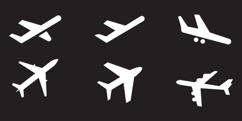 Airplane Icon Collection: Outline and Solid Styles, A set of 12 airplane icons in outline, solid, and decorative styles, ideal for travel, aviation, transportation, and logistics design projects.