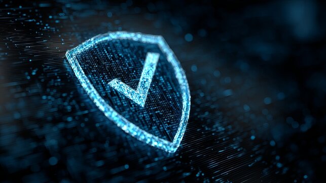 Digital Shield Protection Approved Secure Data Privacy Network Technology Cybersecurity Approved System Safety Internet Digital Checkmark Verified Blue Technology        