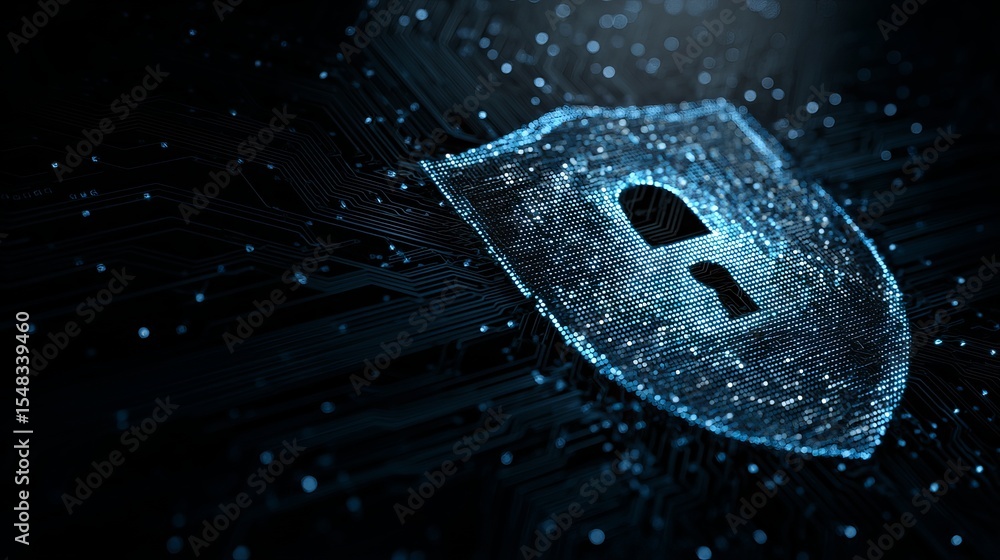 Poster digital shield cyber security protection network data privacy technology abstract background digital