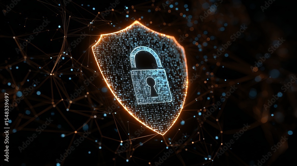 Aufkleber digital security shield cyber protection network data privacy secure system technology safeguard dig
