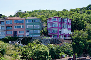 Coastal houses line Bosphorus in Istanbul