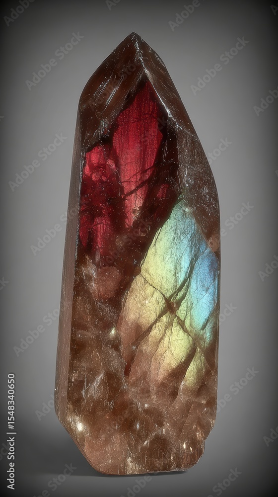 Poster polychrome tourmaline crystal with vibrant color spectrum displayed elegantly in natural light