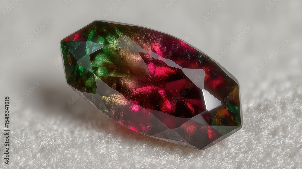 Poster polychrome tourmaline shines with vibrant colors showcased on soft white background