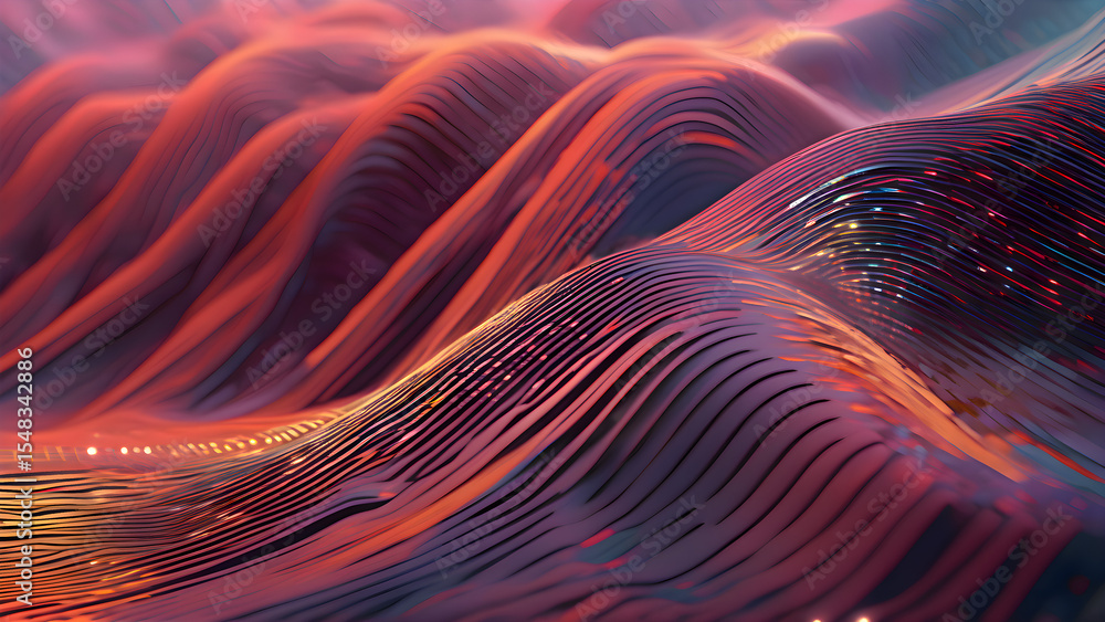Aufkleber close up artistic view of a multicolored wavy surface with smooth curves and dynamic motion in a flo