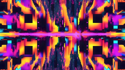 Colorful abstract pattern reflected in water with light ripples creating symmetry and artistic visual texture