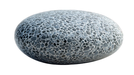 Porous gray stone sphere isolated on a black background