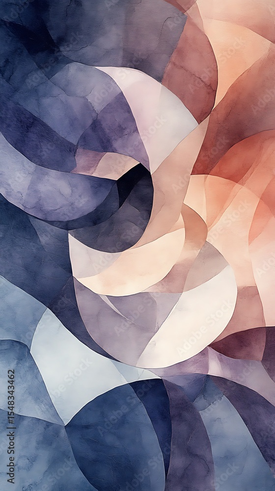 Poster fluid watercolor texture forming geometric shapes and gradients creates a visually intriguing and dr