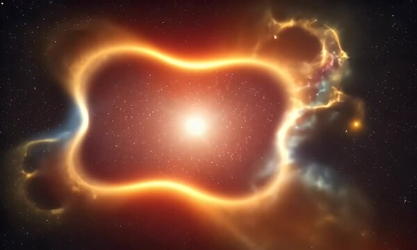 Golden Luminous Nebula Surrounded By A Star Field with Glowing Gas Clouds In Deep Space For Science or Scifi Concept Adobe Stock Photo