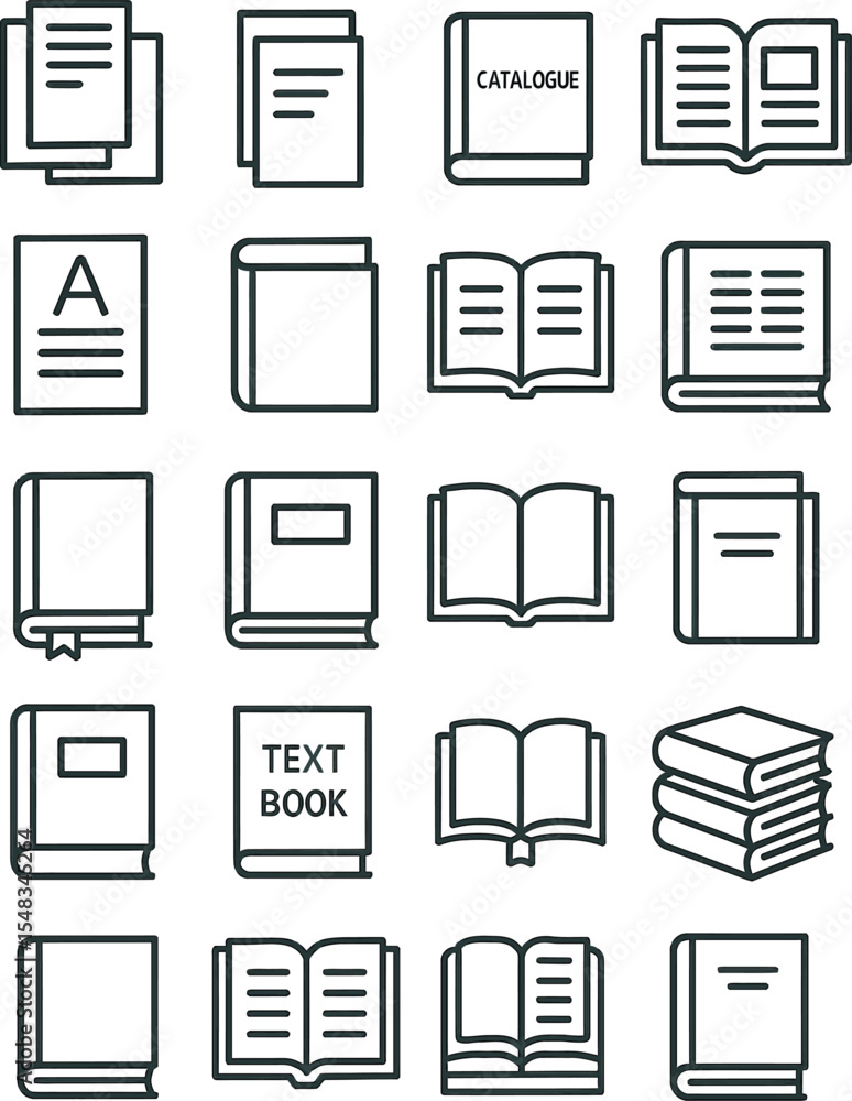 Fototapete Set of vector book icons for business office and web design use