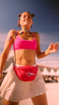 Join the Vibrant Summer Festival to Dance Joyfully in Colorful Bikinis and Stylish Accessories