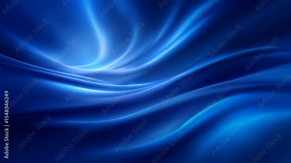 Poster flowing blue fabric displays smooth contours and waves. soft gradients create an elegant look in art