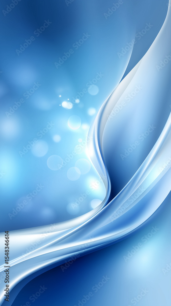 Poster smooth blue curves create a flowing abstract design with glowing light spots. elegant backdrop suita