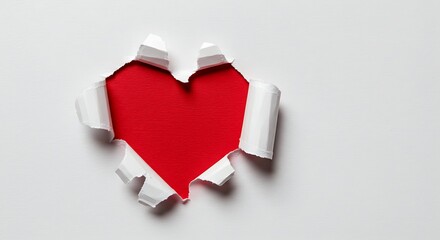 Red Heart Revealed Through Torn White Paper