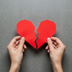 Hands Holding Torn Paper Heart