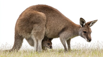 Fototapeta premium Kangaroo mother with joey in pouch