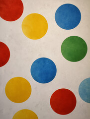 Bright Polka Dot Pattern with Red, Blue, Yellow and Green Circles on White Background – Playful Colorful Abstract Design 


