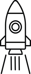 SEO Growth Rocket Icon Startup Launch Line Art Vector Representing Fast Progress and Digital Success
