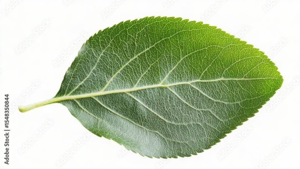 Poster Close-up view of a single leaf on a white background, ideal for use in designs and compositions where a simple, natural element is needed