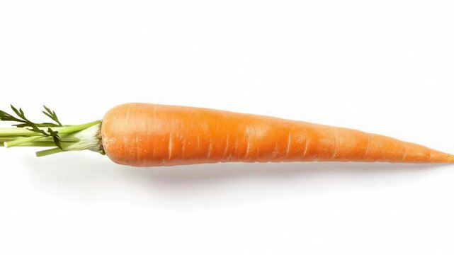 A single carrot on a white surface