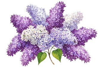 Obraz premium Watercolor lilac bouquet illustration isolated floral arrangement for wedding invitations and spring decor