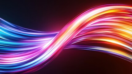 Obraz premium An energetic, colorful abstract wave of light flows gracefully across the dark background, symbolizing creativity, movement, and the beauty of modern digital art.