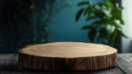 A simple wooden plate resting on a wooden table