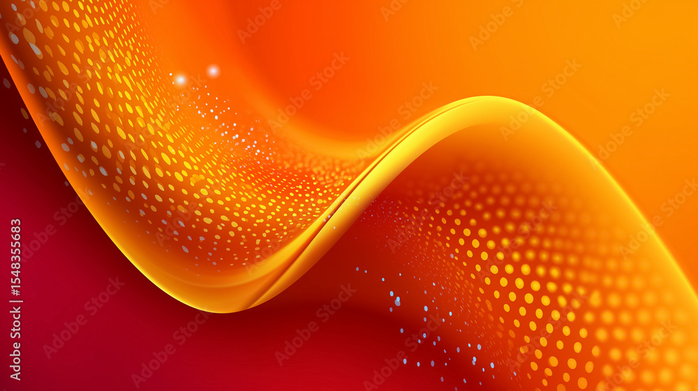 Poster vibrant wave flows across the composition creating a dynamic visual effect with gradient orange and 