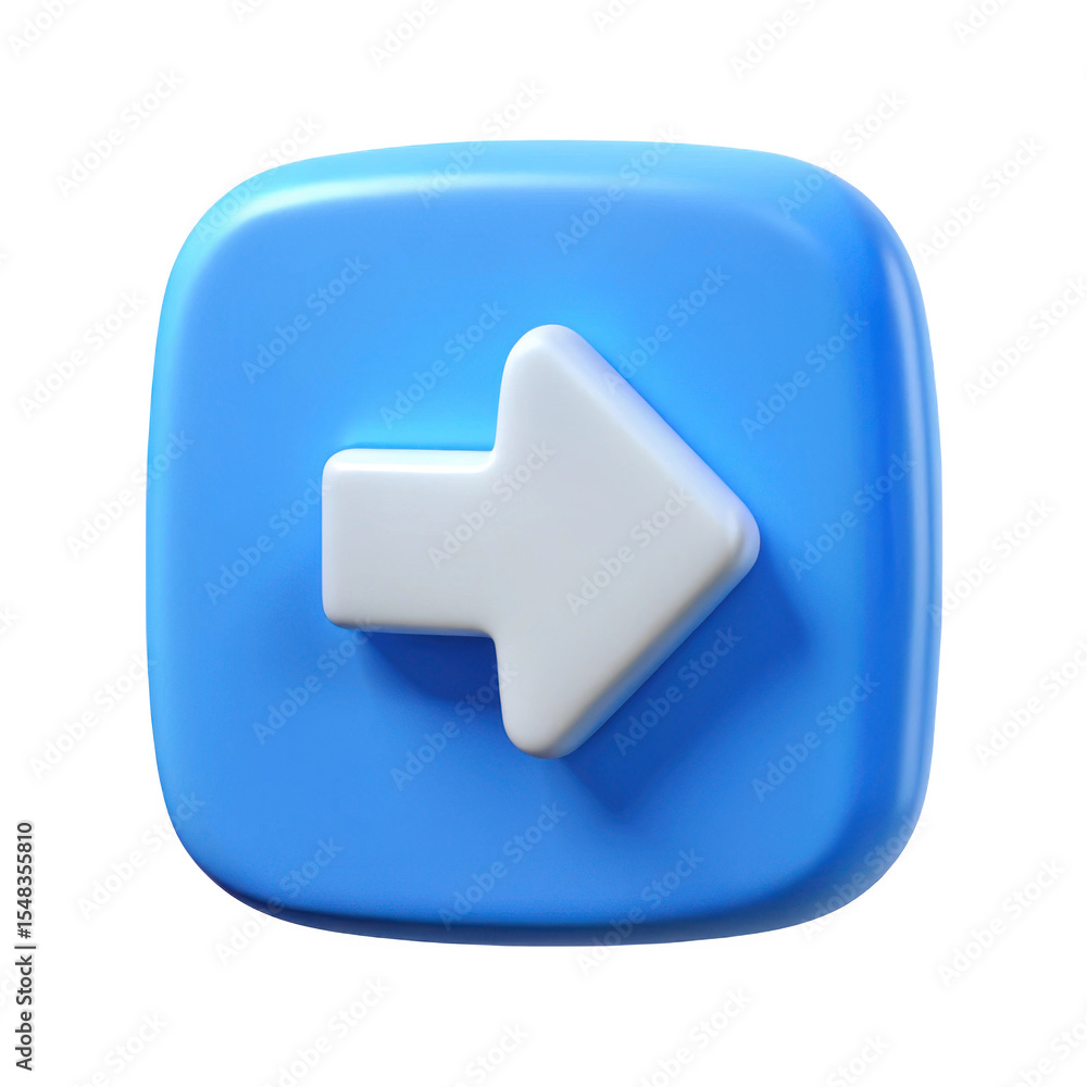 Poster 3d right arrow button isolated on transparent background