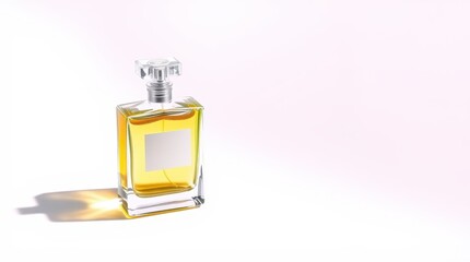 Amber Perfume Bottle with Blank Label in Soft Light