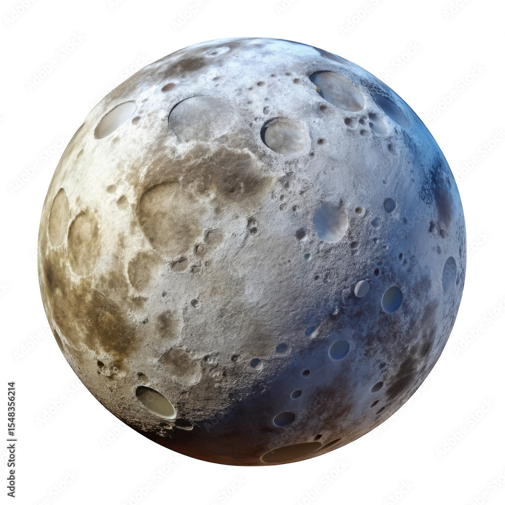 Poster 3d moon render isolated on transparent background