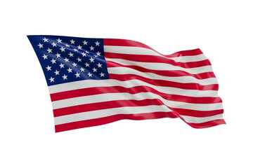 Obraz premium Realistic 3d american flag waving slightly png isolated on transparent background, ultra-detailed folds and texture in high resolution