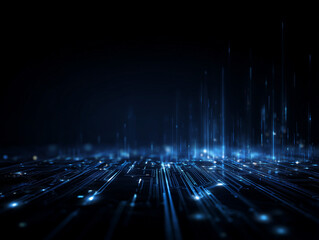 Futuristic Digital Data Background with Blue Light Lines – Abstract Technology and Cyber Network
