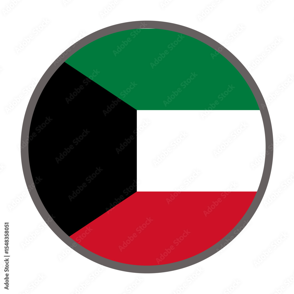 Poster round flag of kuwait country on white background vector vector round flag