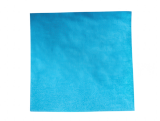 Close up of a vibrant blue textured fabric sheet against a clean white background, highlighting its woven detail.