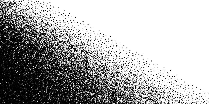 Abstract fuzzy wool fibre texture in black and white halftone design