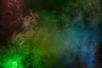 Blue and yellow steam on a black background.