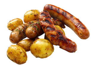 Grilled Sausages with Roasted Potatoes A Hearty Meal | Delicious Food Photography
