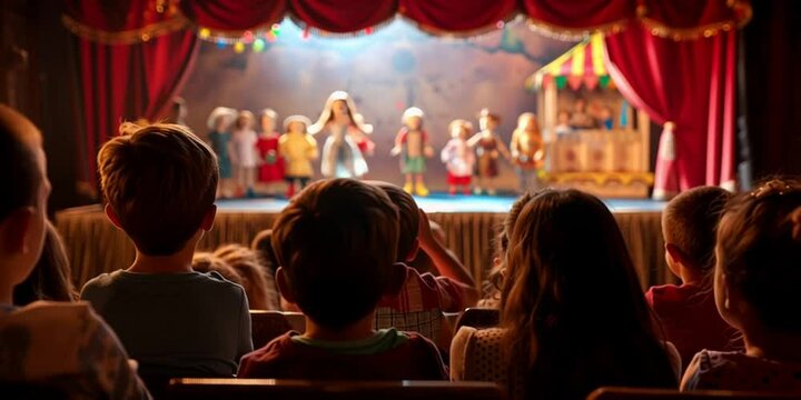 Kinder schauen sich gespannt ein Theaterst&uuml;ck an
