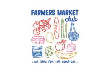 Farmers Market Club &ndash; Food Icons Collection Hand-drawn Typography Design