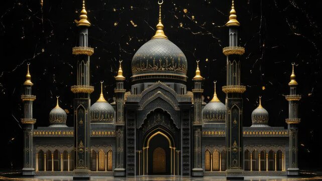 A large black building with gold accents. The building has a dome on top. The building is in a foreign language